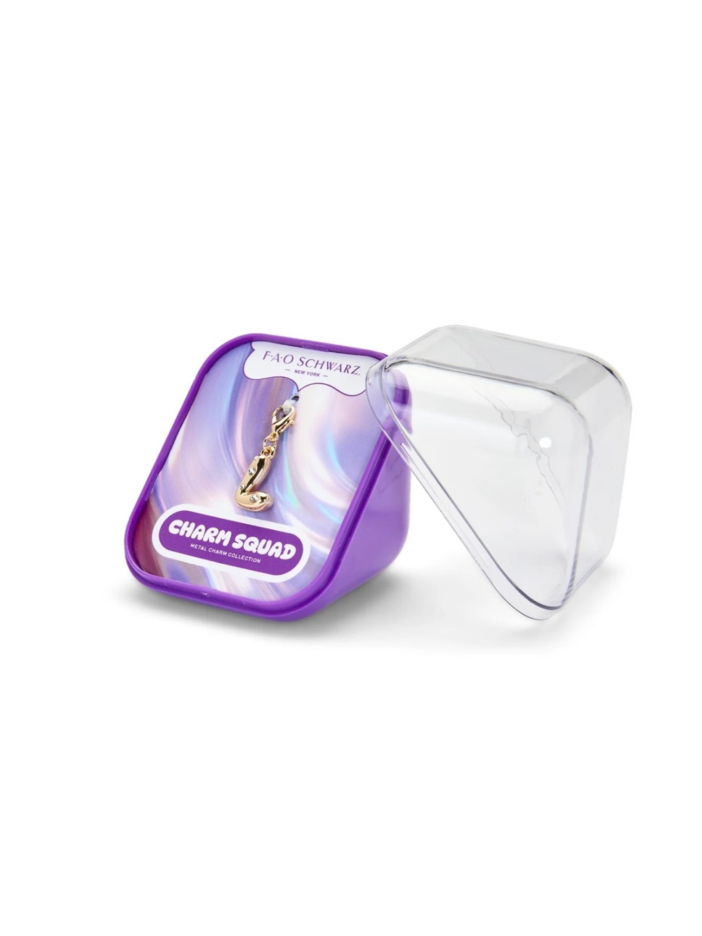FAO Schwarz Gold letter L Charm in Purple Display Case